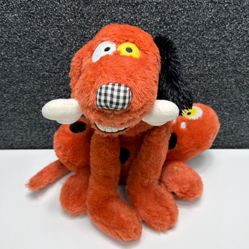 Russ Berrie Bowzers & Meowzers Orange Dog Plush Debby Carman Chewdalootie 12"